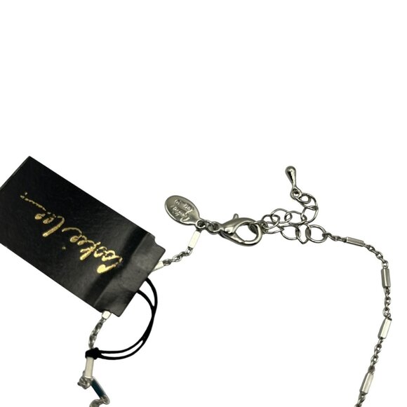 Vintage Cookie Lee Genuine Crystal‎ Anklet Ribbon Adjustable  Silver Tone New - Picture 9 of 10